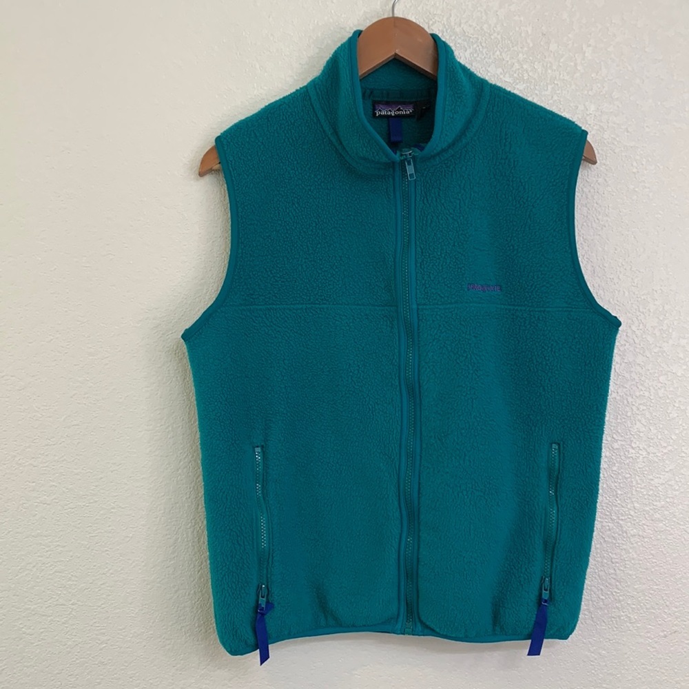 Patagonia Aqua Teal Vest Deep Pile Full Zip Retro X Fleece Vintage  Rare Sz S